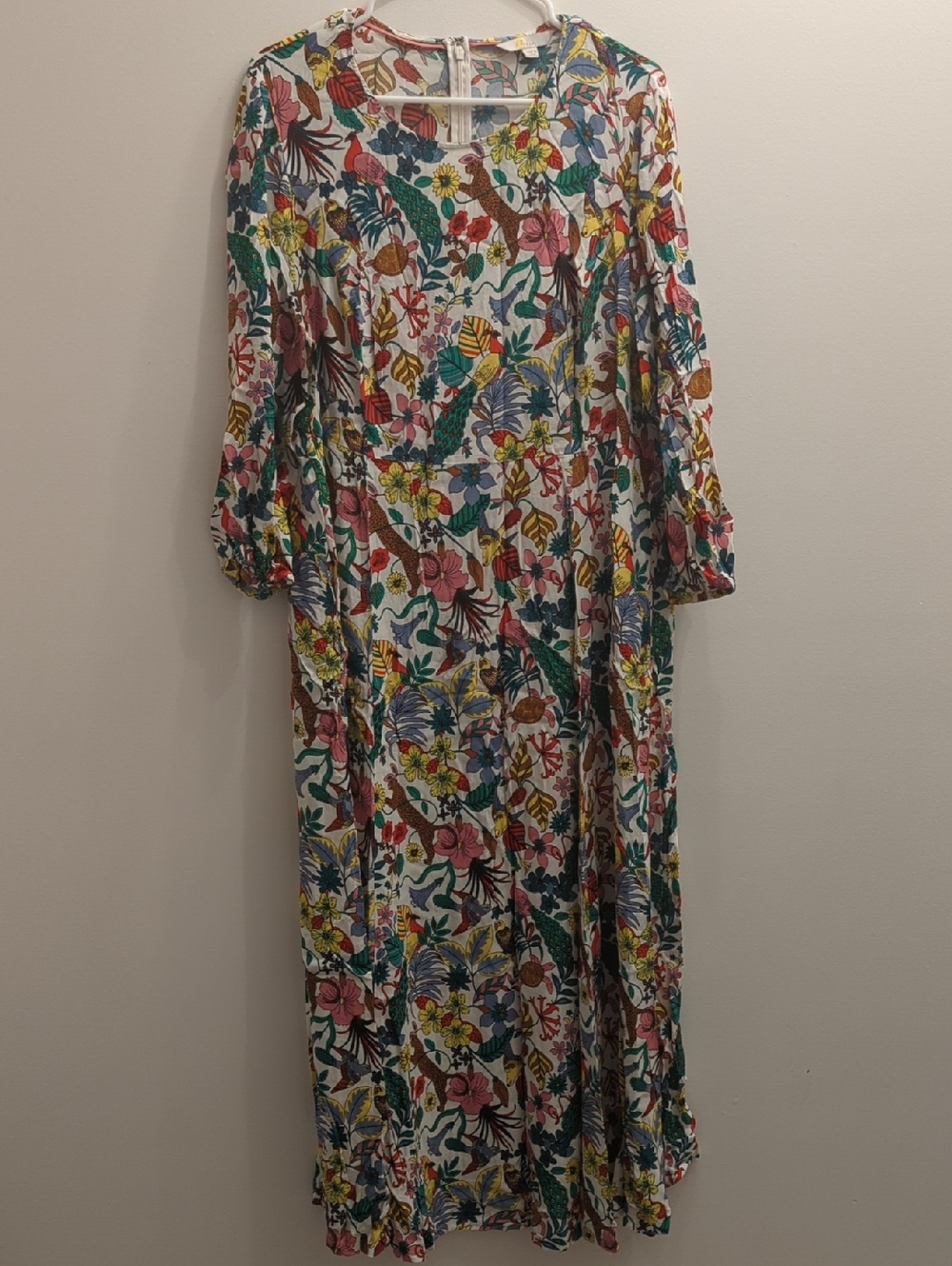 Boden Crew Neck Maxi Dress In Multicolored Jungle Print